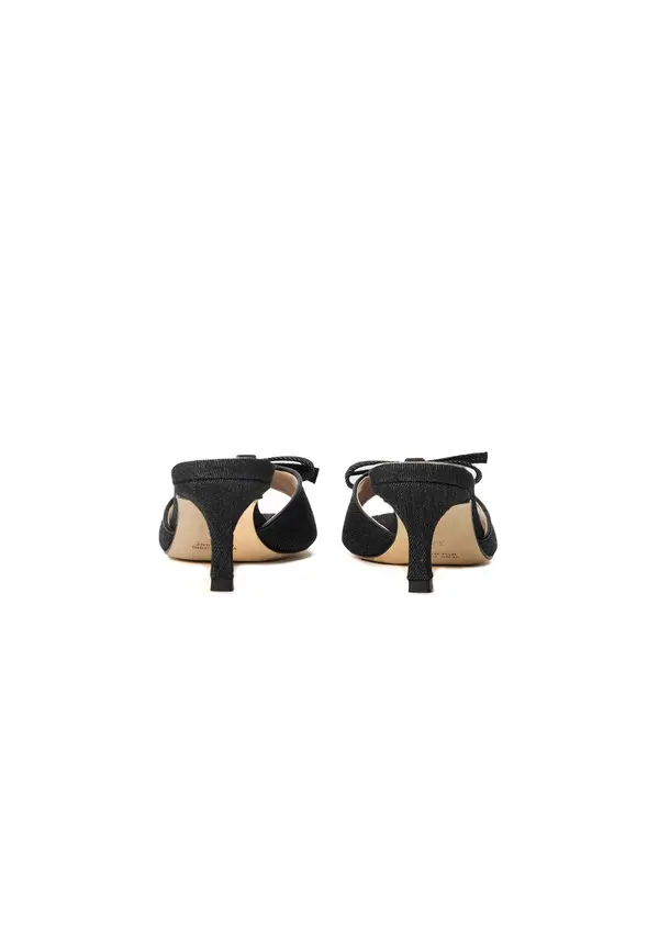 Denim Bow Open-Toe Heeled Mules 5 Image