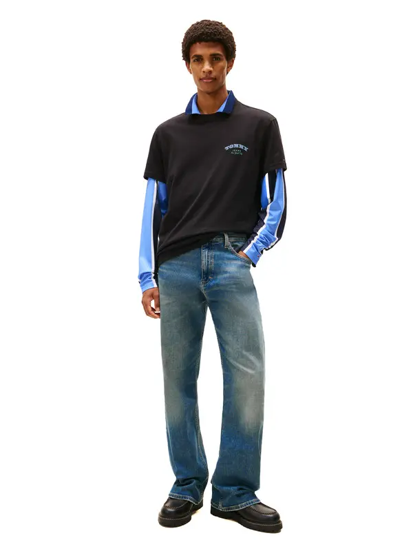 Short Sleeve Cotton T-shirt with Back Logos 1 Image