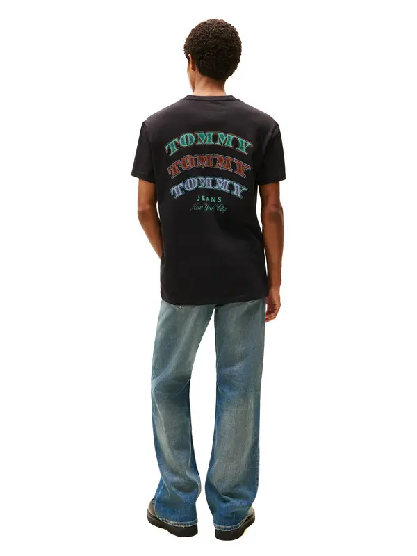 Short Sleeve Cotton T-shirt with Back Logos 2 Image