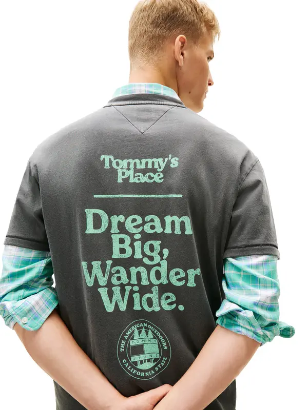 Back Slogan Textured Relaxed T-Shirt 1 Image