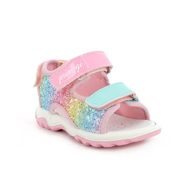 Baby Girl Rainbow Glitter Sandals with Multi-Color Hook-and-Loop Straps 1 Image