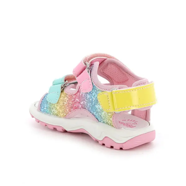 Baby Girl Rainbow Glitter Sandals with Multi-Color Hook-and-Loop Straps 2 Image