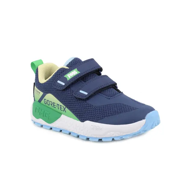 Kids Boys Gore-Tex Waterproof Sneakers with Double Hook-and-Loop Straps and Green Accents 1 Image
