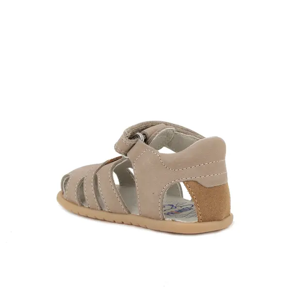 Baby Boy Taupe Nubuck Suede Fisherman Sandals with Hook-and-Loop Strap 2 Image