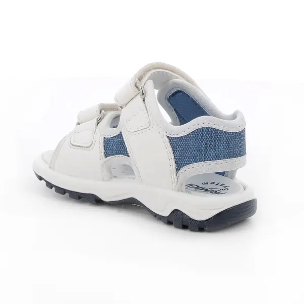 Baby Boy White and Blue Sport Sandals with Double Hook-and-Loop Straps 2 Image