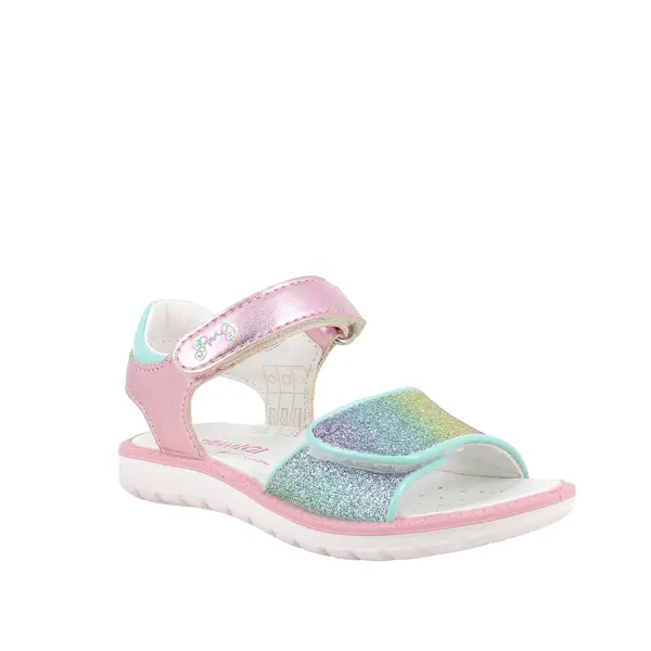 Kids Girls Metallic Pink and Rainbow Glitter Sandals with Adjustable Straps 1 Image