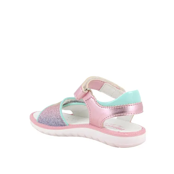 Kids Girls Metallic Pink and Rainbow Glitter Sandals with Adjustable Straps 2 Image