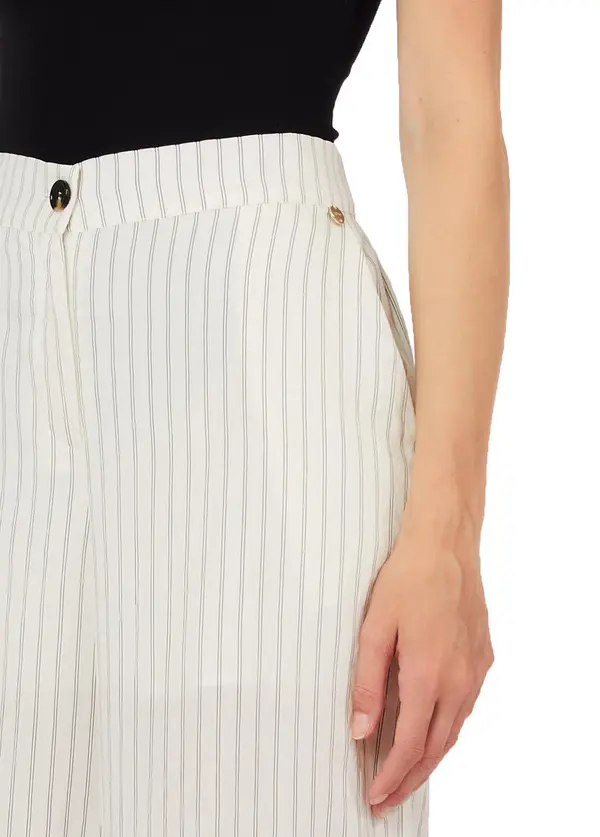 Pinstripe High-Waisted Wide-Leg Trousers  2 Image