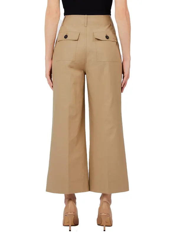 Structured Wide-Leg Cropped Chino Pants 2 Image