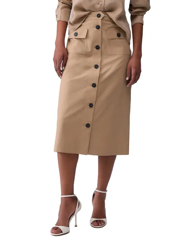 Tencel Midi Skirt With Buttons 1 Image