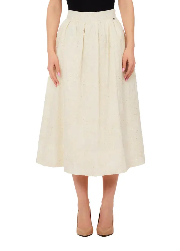 Embroidered Muslin Midi Skirt 3 Image