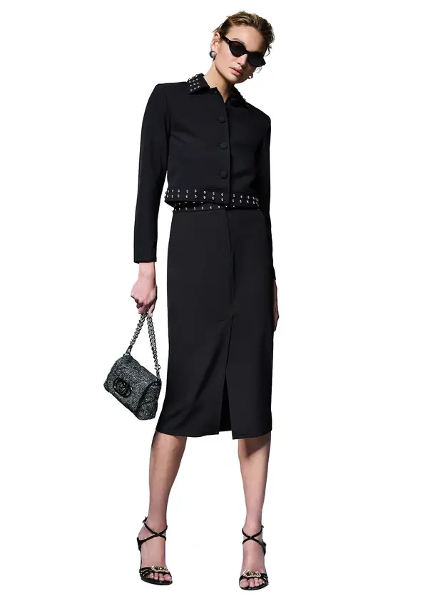 Short Crepe Jacket With Studs 1 Image