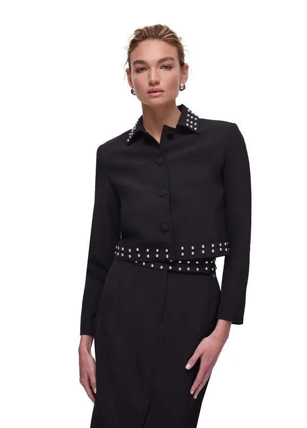 Short Crepe Jacket With Studs 3 Image