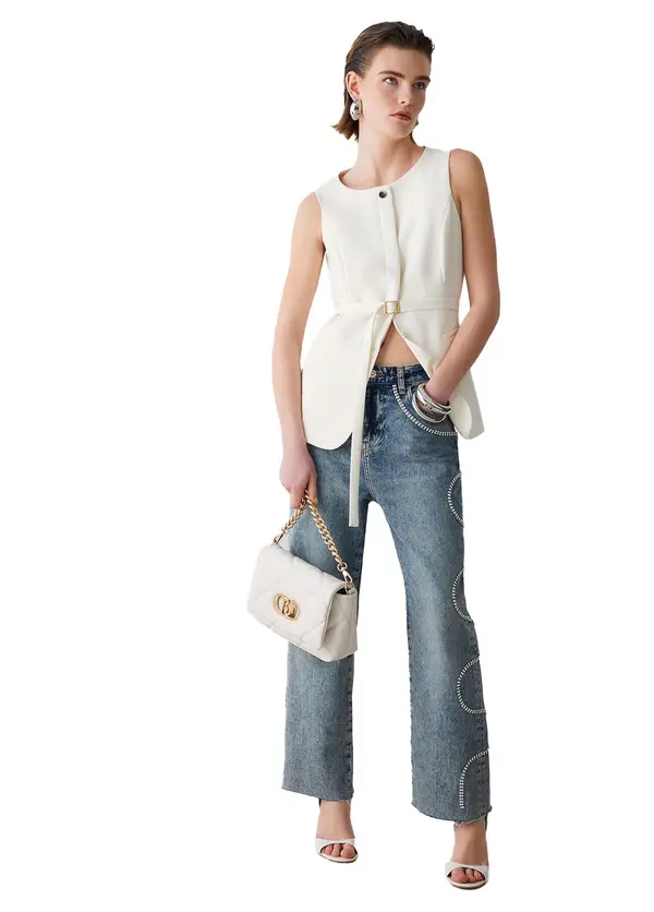 Regular Fit Belted Waistcoat 3 Image