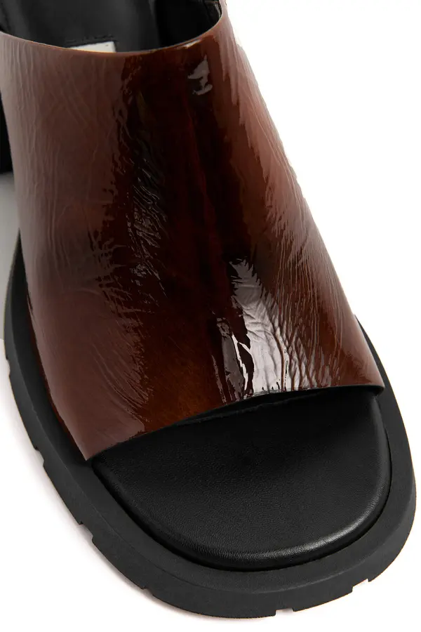 Patent Leather Wide-Strap Mid Heel Mule  1 Image