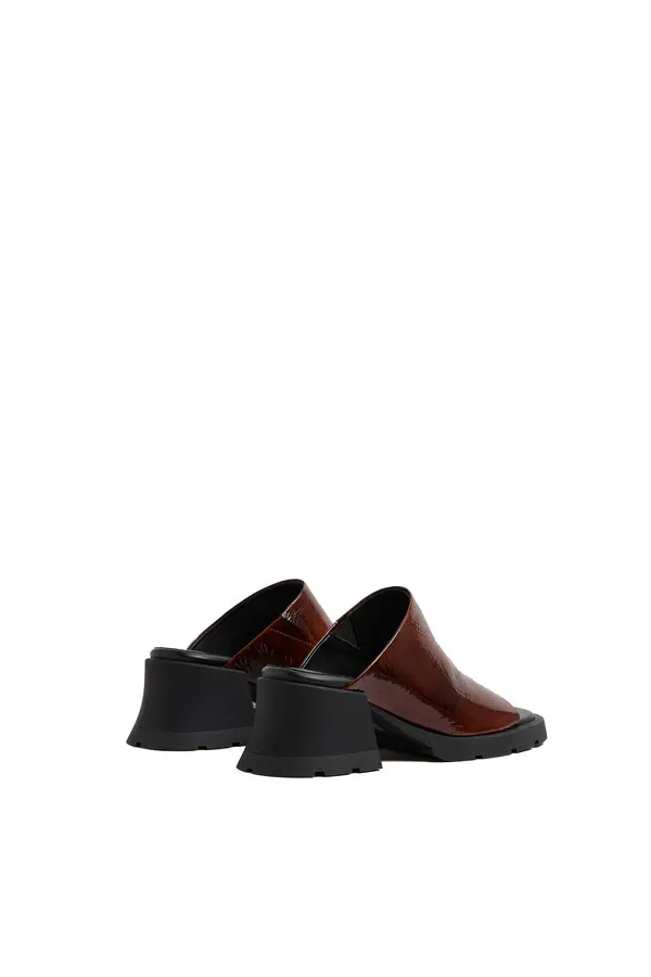Patent Leather Wide-Strap Mid Heel Mule  3 Image
