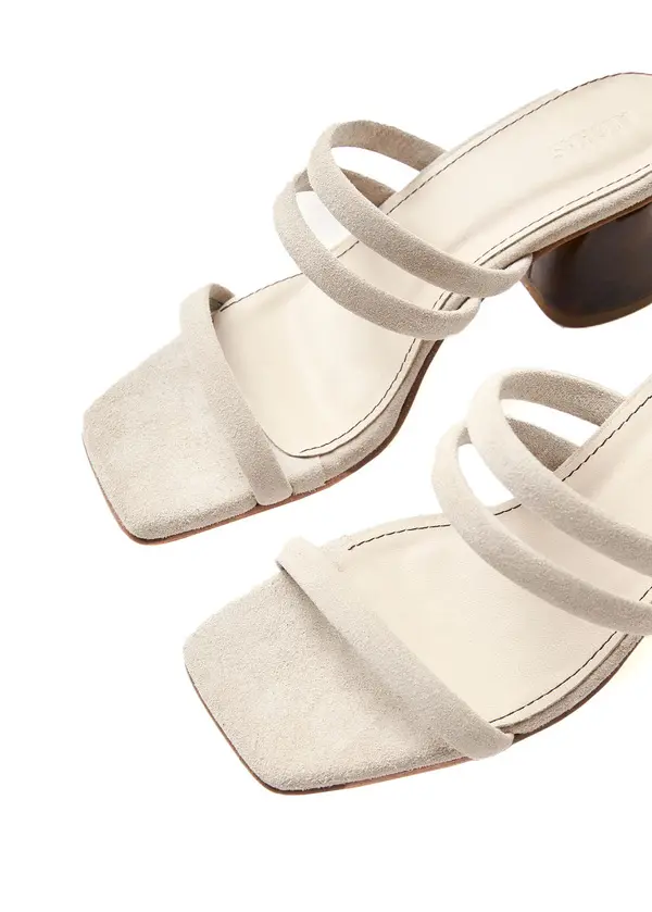 Suede Strappy Mules with Wooden Block Heel 2 Image