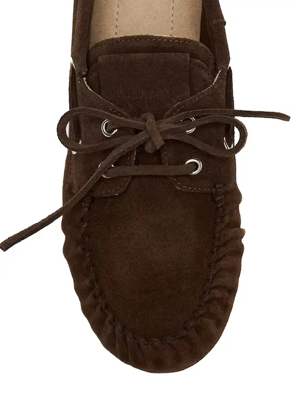 Suede Ruched Boat Loafers 1 Image