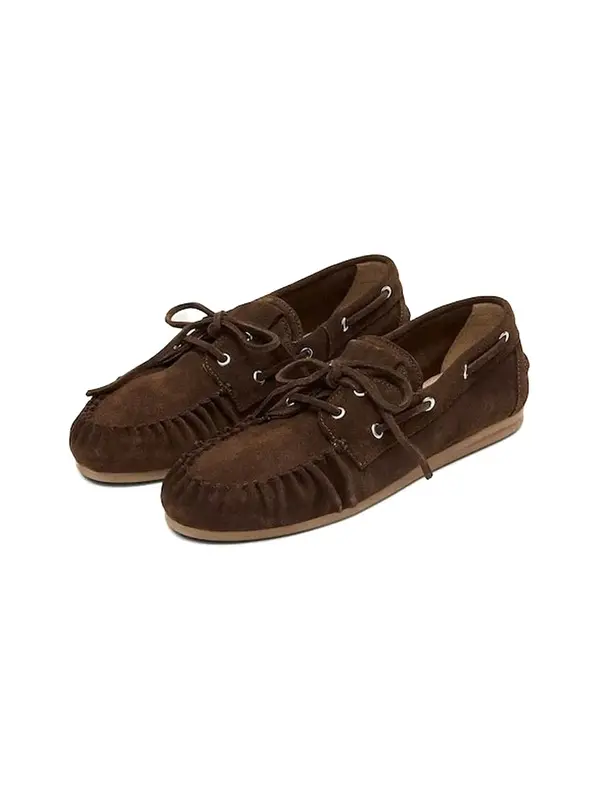 Suede Ruched Boat Loafers 2 Image