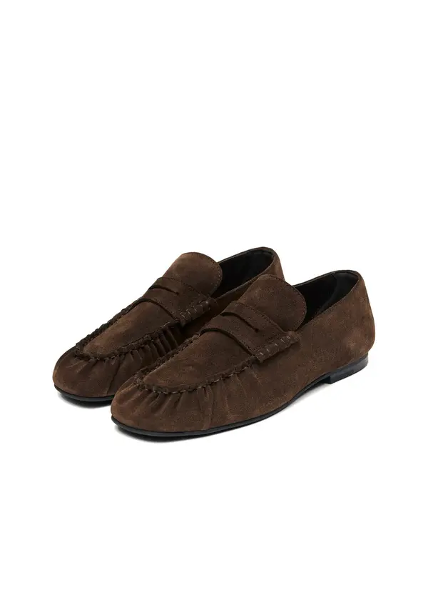 Suede Ruched Penny Loafers 2 Image