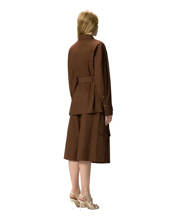 Cotton Long-cut Jacket With Belt 3 Image
