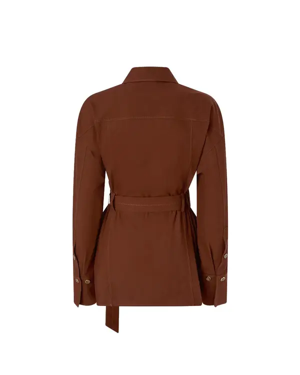 Cotton Long-cut Jacket With Belt 4 Image