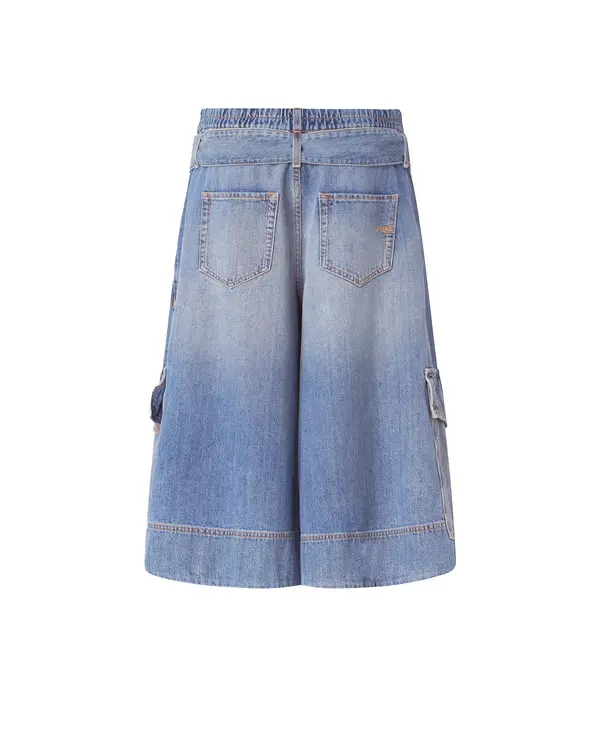 Relaxed Fit Denim Utility Bermuda Shorts With Belt 3 Image