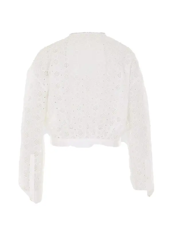Eyelet Cropped Button-Down Sangallo Shirt  1 Image