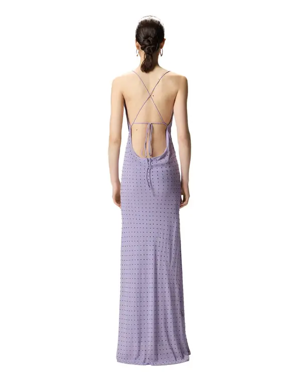 Long Slip Dress With Rhinestones 3 Image