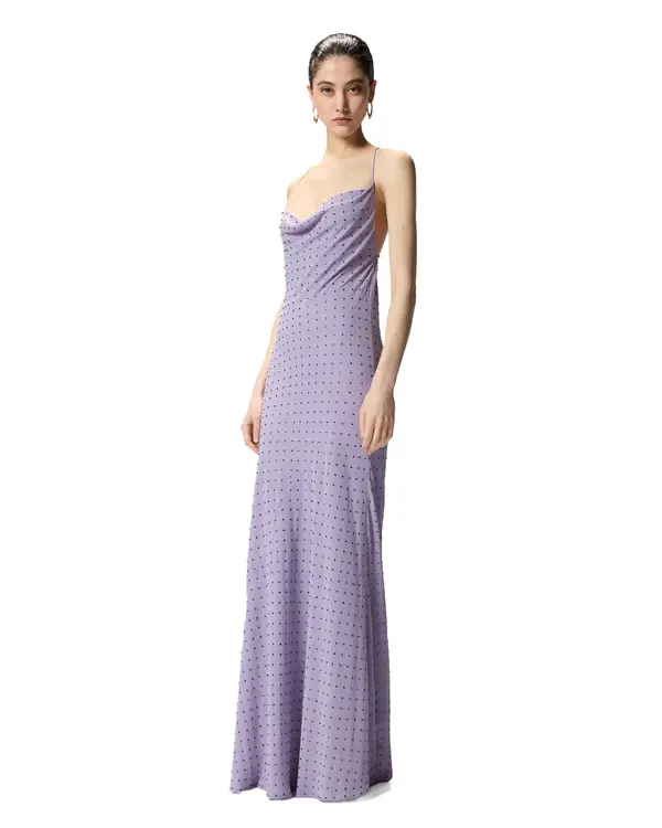 Long Slip Dress With Rhinestones 4 Image