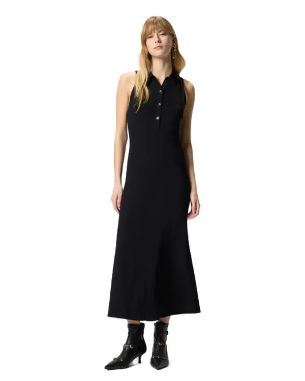 Long Ribbed Dress With Bandana Collar 2 Image