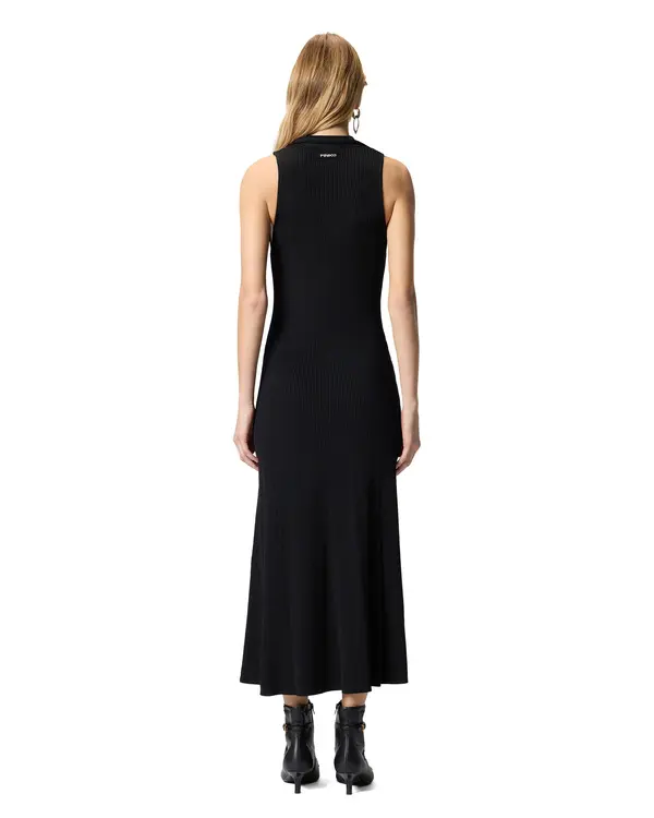 Long Ribbed Dress With Bandana Collar 3 Image