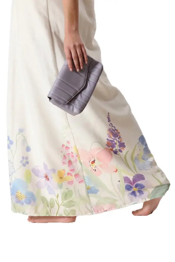 Linen White Dress With Flowers 2 Image