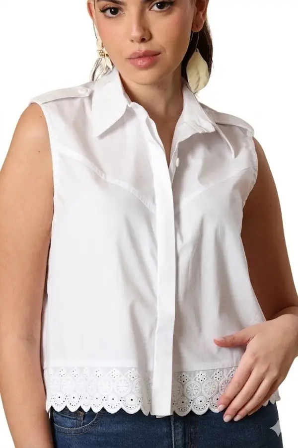 Crop Top With Broderie Line 2 Image
