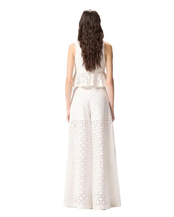 Semi-lined Cotton Trousers With Openwork Motif 3 Image
