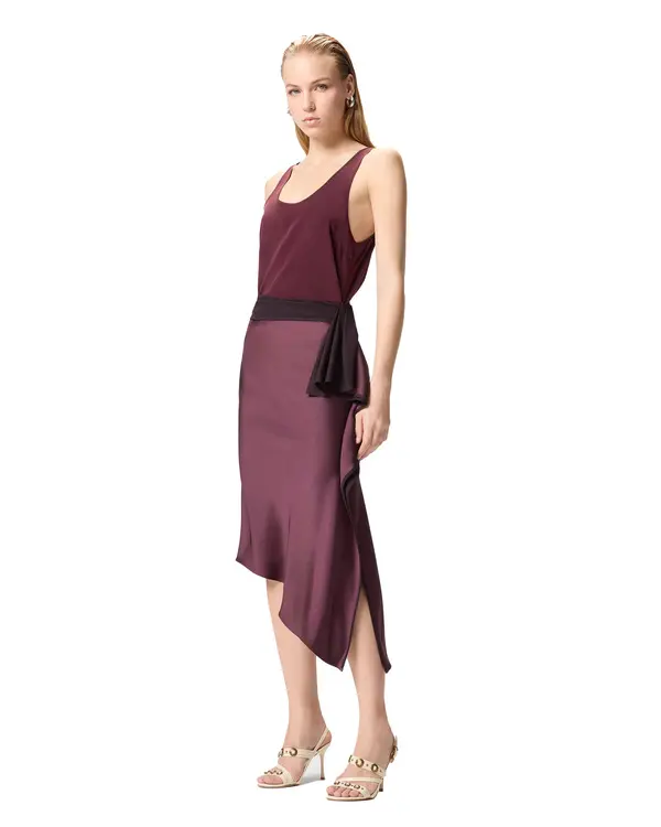 Asymmetric Pencil Satin Skirt 1 Image