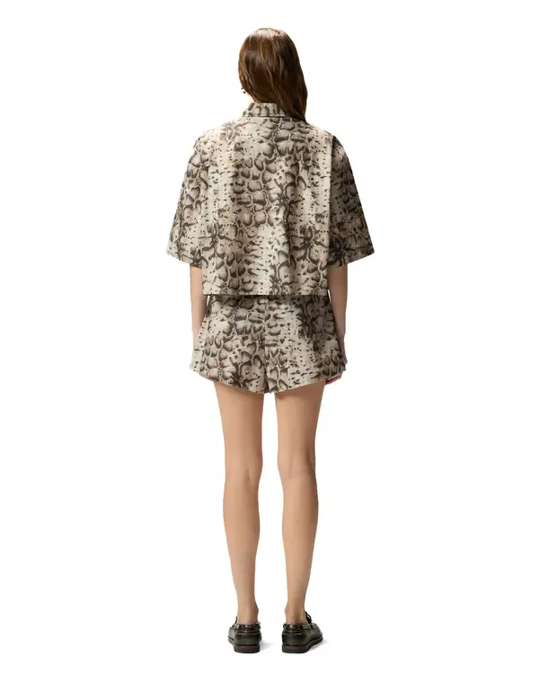 Cropped Printed Shirt With Metallic Details 3 Image