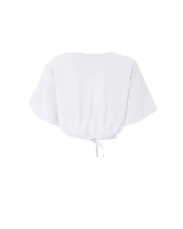 Cropped T-Shirt With Lace And Texan Details 1 Image