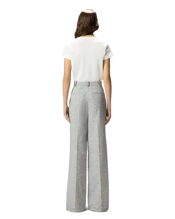 Slub Trousers With Pressed Pleat Detail 1 Image
