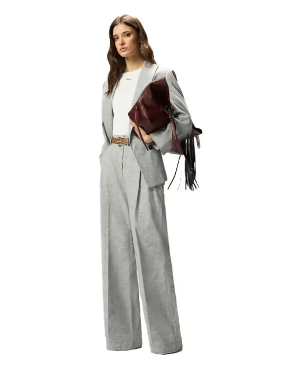 Slub Trousers With Pressed Pleat Detail 2 Image
