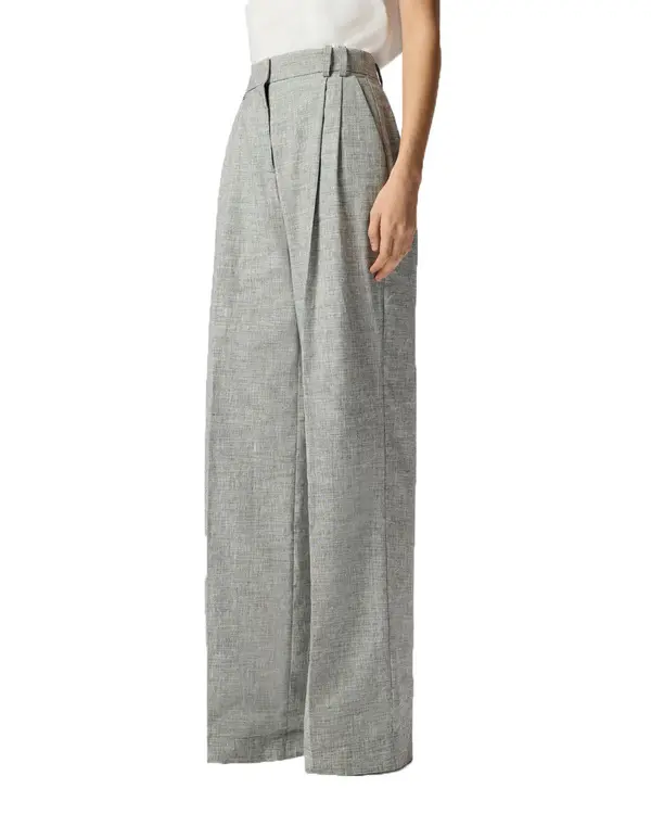 Slub Trousers With Pressed Pleat Detail 4 Image