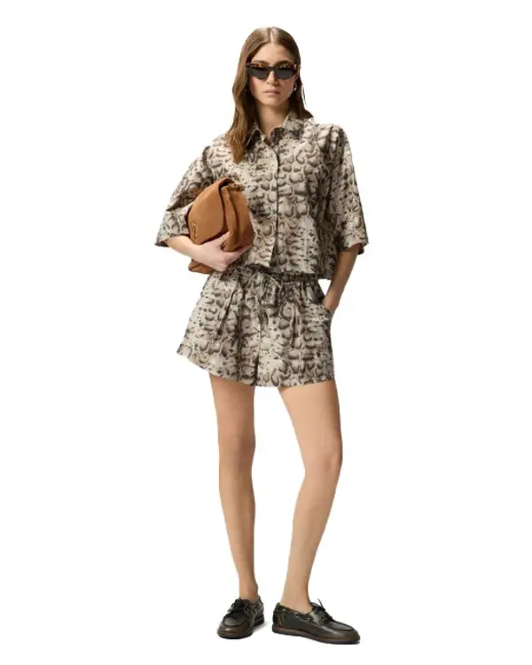 Snake-Print Muslin Shorts 2 Image