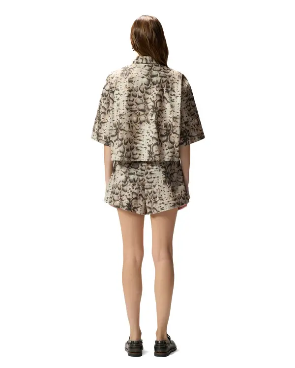 Snake-Print Muslin Shorts 3 Image
