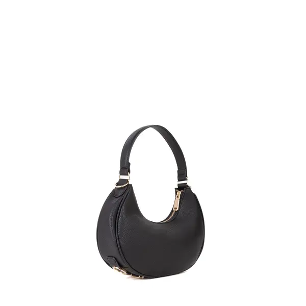 Grained Leather Crescent Hobo Shoulder Bag with Gold-Tone Logo Hardware 2 Image