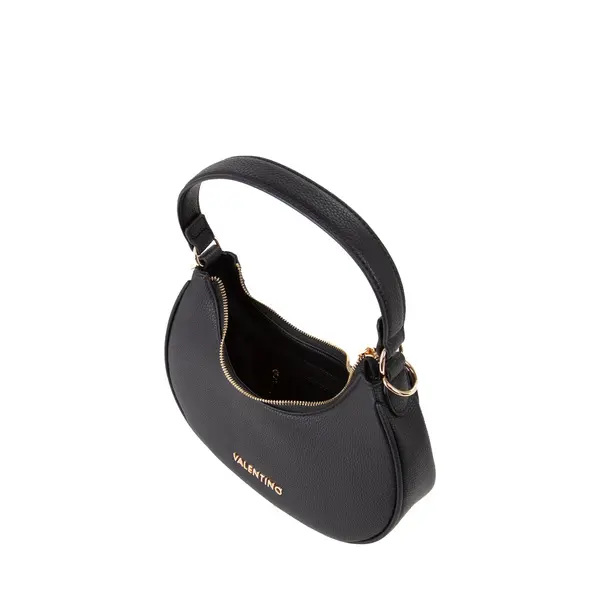 Grained Leather Crescent Hobo Shoulder Bag with Gold-Tone Logo Hardware 3 Image