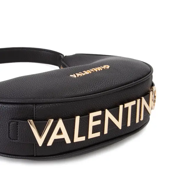 Grained Leather Crescent Hobo Shoulder Bag with Gold-Tone Logo Hardware 4 Image