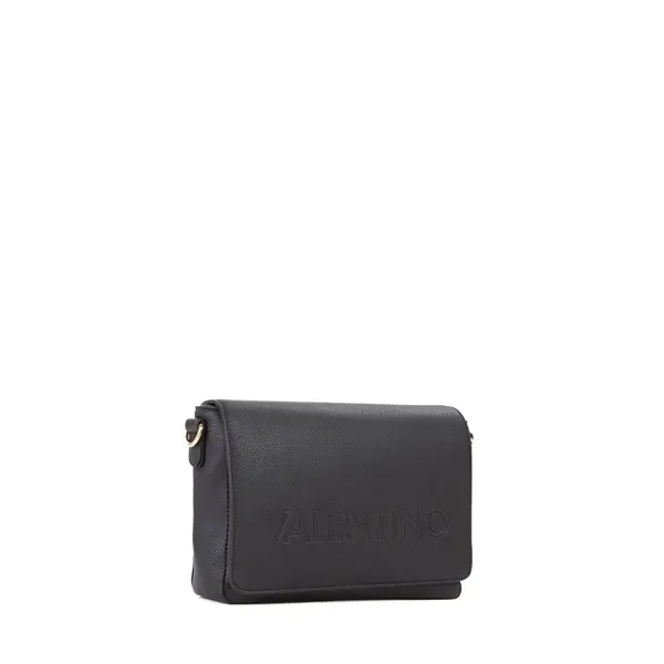 Grained Leather Embossed Logo Crossbody Bag with Canvas Strap 2 Image