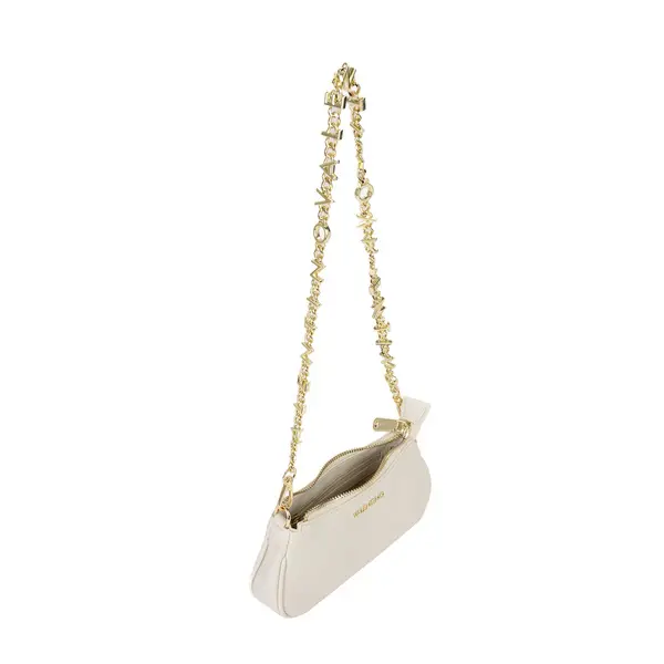 Grained Leather Crossbody Bag with Gold-Tone Logo Letter Chain Strap 3 Image