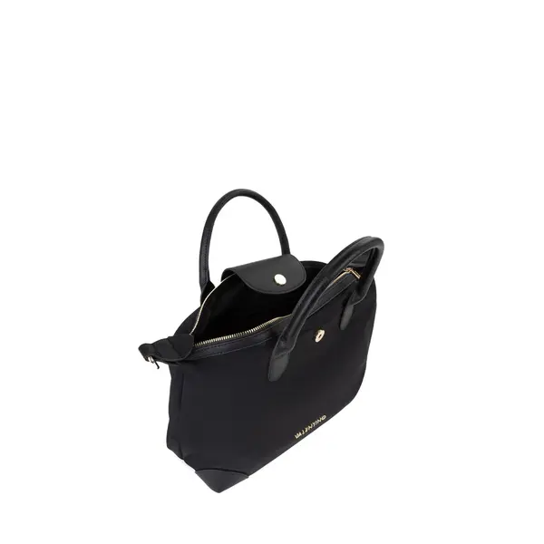 Nylon Handbag with Grained Leather Trim and Logo Canvas Strap 4 Image