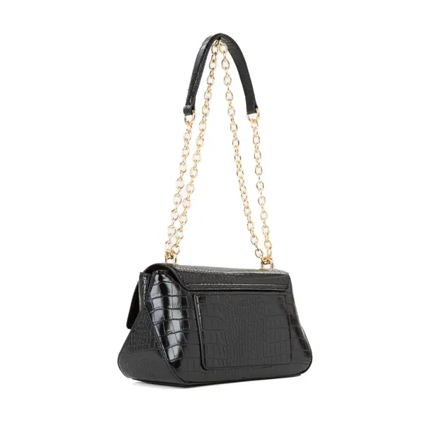 Croc-Embossed Flap Shoulder Bag with Gold-Tone Chain Strap 2 Image